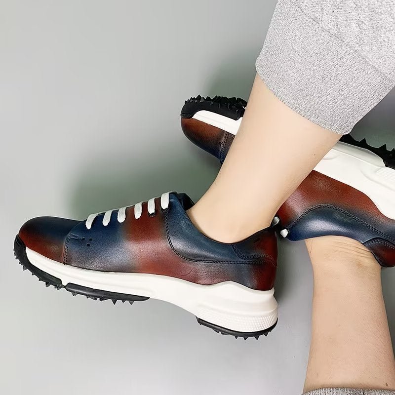 Vrijetijdsschoenen Heren Elegante Leren Oxford-vrijetijdsschoenen Met Veters - Blauw