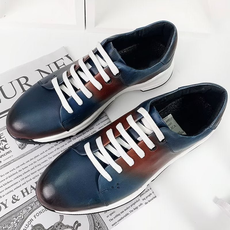 Vrijetijdsschoenen Heren Elegante Leren Oxford-vrijetijdsschoenen Met Veters - Blauw