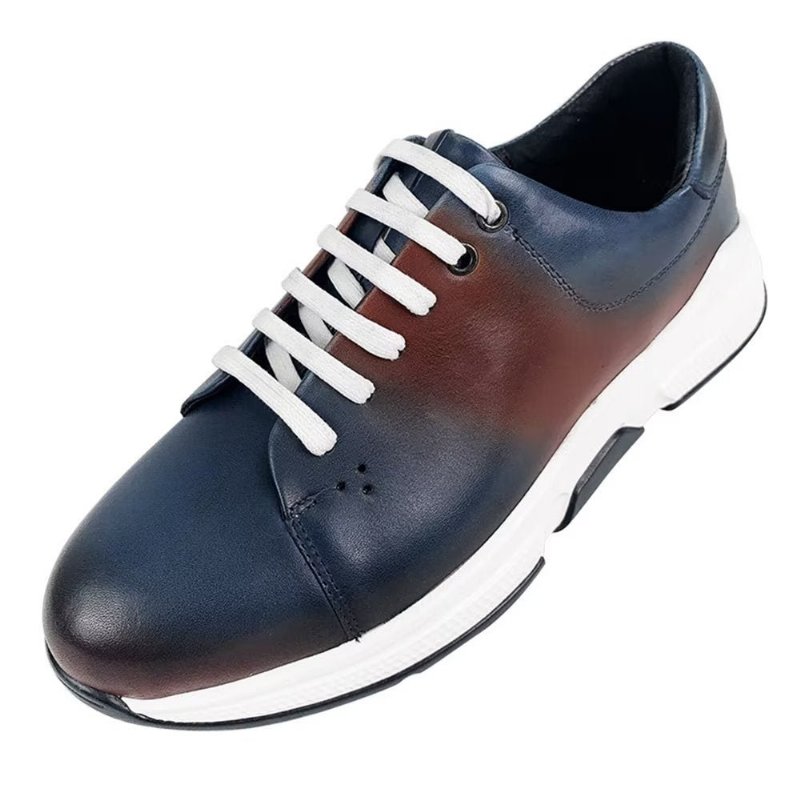 Vrijetijdsschoenen Heren Elegante Leren Oxford-vrijetijdsschoenen Met Veters - Blauw