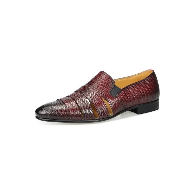 Vrijetijdsschoenen Heren Exotische Instaploafers Met Metalen Neus - Rood