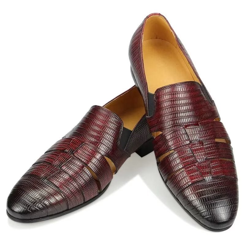 Vrijetijdsschoenen Heren Exotische Instaploafers Met Metalen Neus - Rood