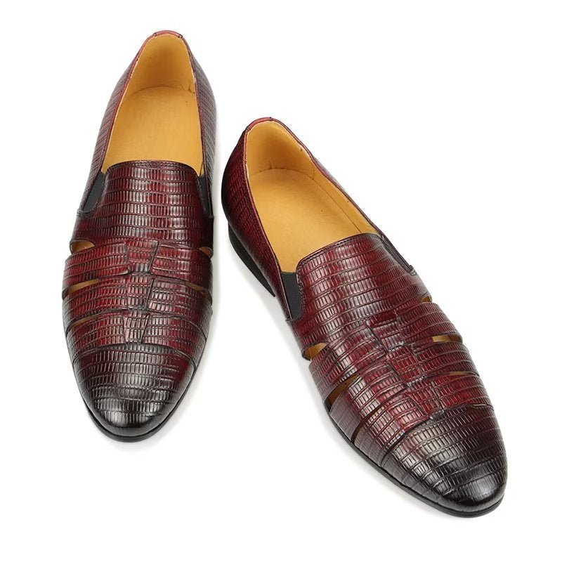 Vrijetijdsschoenen Heren Exotische Instaploafers Met Metalen Neus - Rood