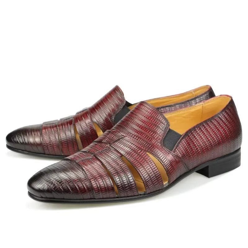 Vrijetijdsschoenen Heren Exotische Instaploafers Met Metalen Neus - Rood