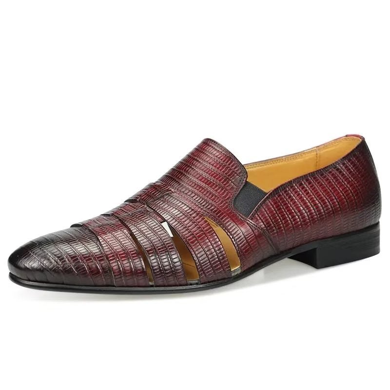 Vrijetijdsschoenen Heren Exotische Instaploafers Met Metalen Neus - Rood