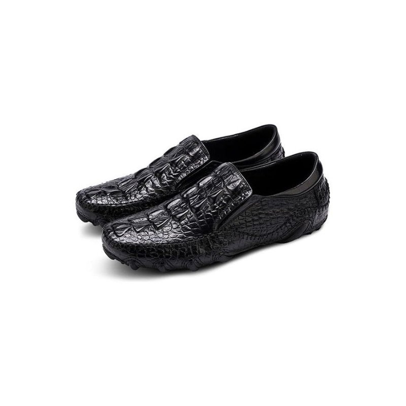 Vrijetijdsschoenen Heren Luxe Alligatortextuur Slip-on Oxford-schoenen - Zwart