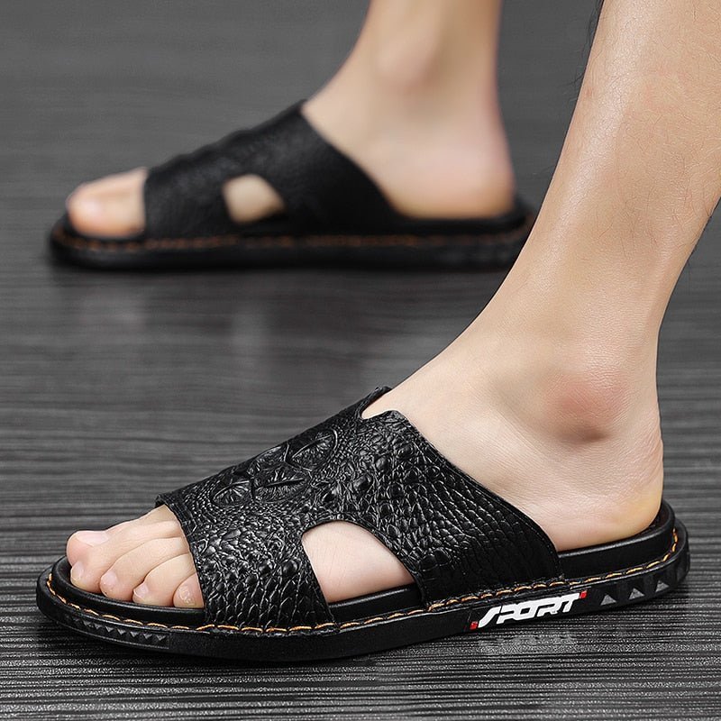 Vrijetijdsschoenen Heren Luxecroco Zomerse Chique Slip-on-slippers - Zwart