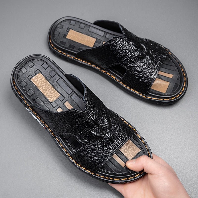 Vrijetijdsschoenen Heren Luxecroco Zomerse Chique Slip-on-slippers - Zwart