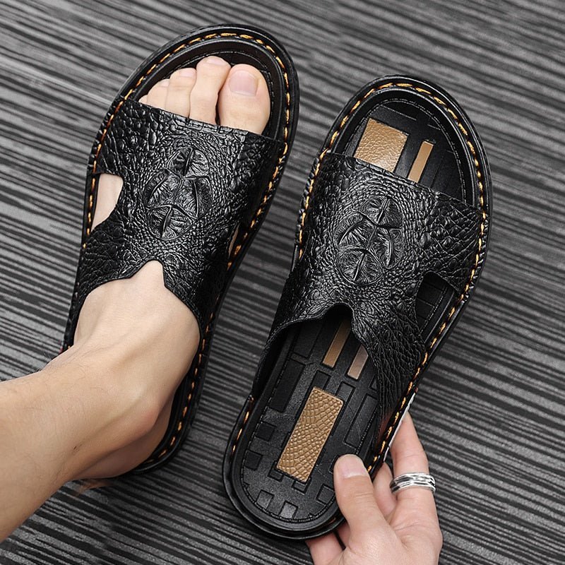 Vrijetijdsschoenen Heren Luxecroco Zomerse Chique Slip-on-slippers - Zwart