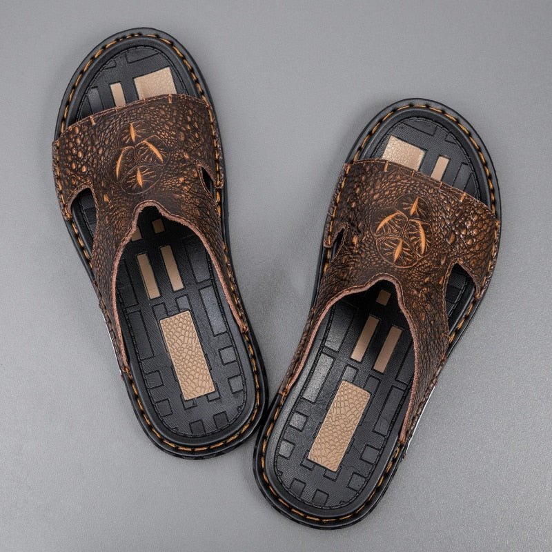 Vrijetijdsschoenen Heren Luxecroco Zomerse Chique Slip-on-slippers - Koffie