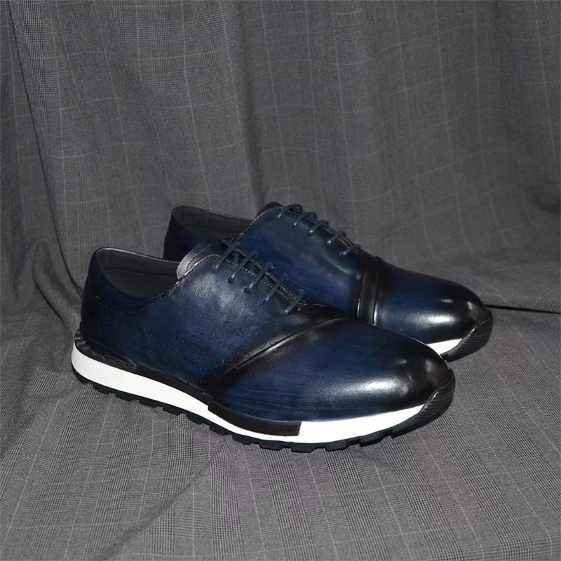 Vrijetijdsschoenen Heren Relaxte Verfijnde Leren Casual Schoenen - Blauw