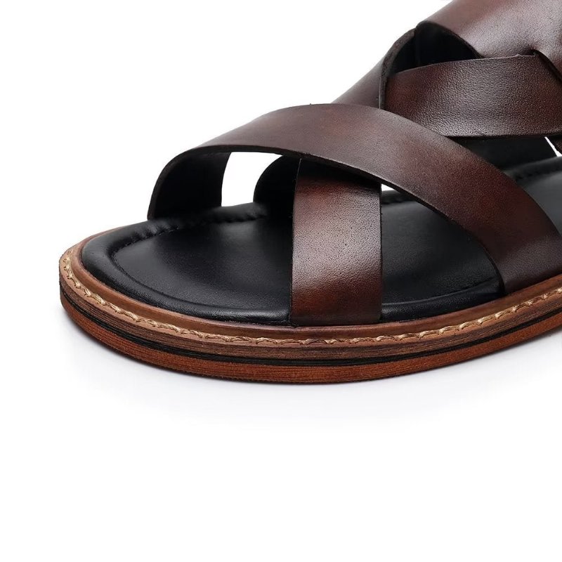 Vrijetijdsschoenen Heren Romeinse Peeptoe-sandalen - Koffie