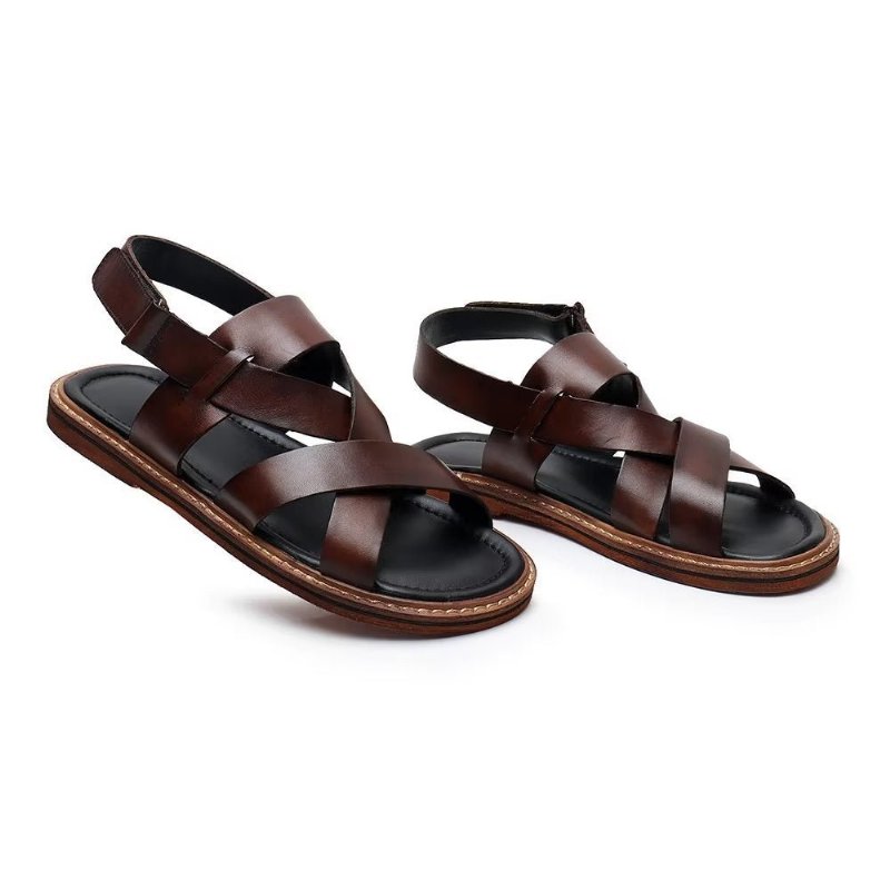 Vrijetijdsschoenen Heren Romeinse Peeptoe-sandalen - Koffie