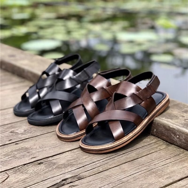 Vrijetijdsschoenen Heren Romeinse Peeptoe-sandalen - Koffie