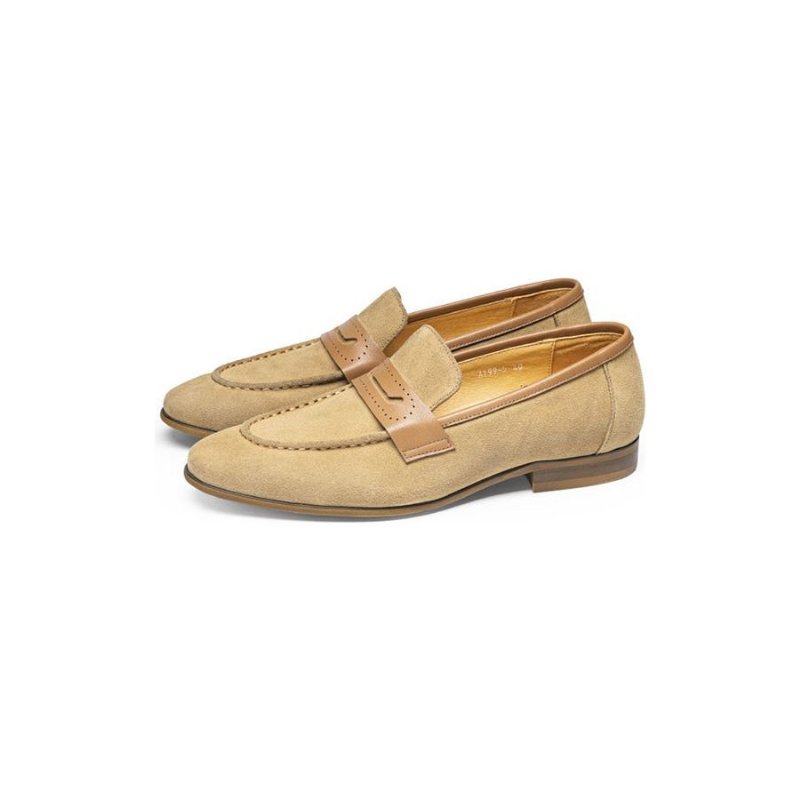 Vrijetijdsschoenen Heren Stijlvolle Leren Instappers Zakelijke Loafers - Beige