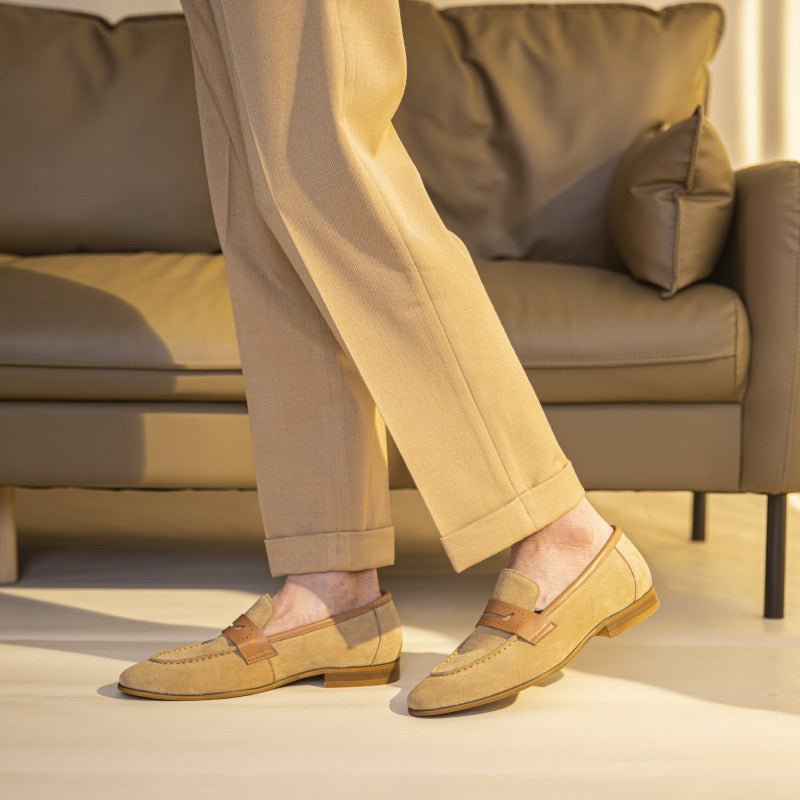 Vrijetijdsschoenen Heren Stijlvolle Leren Instappers Zakelijke Loafers - Beige