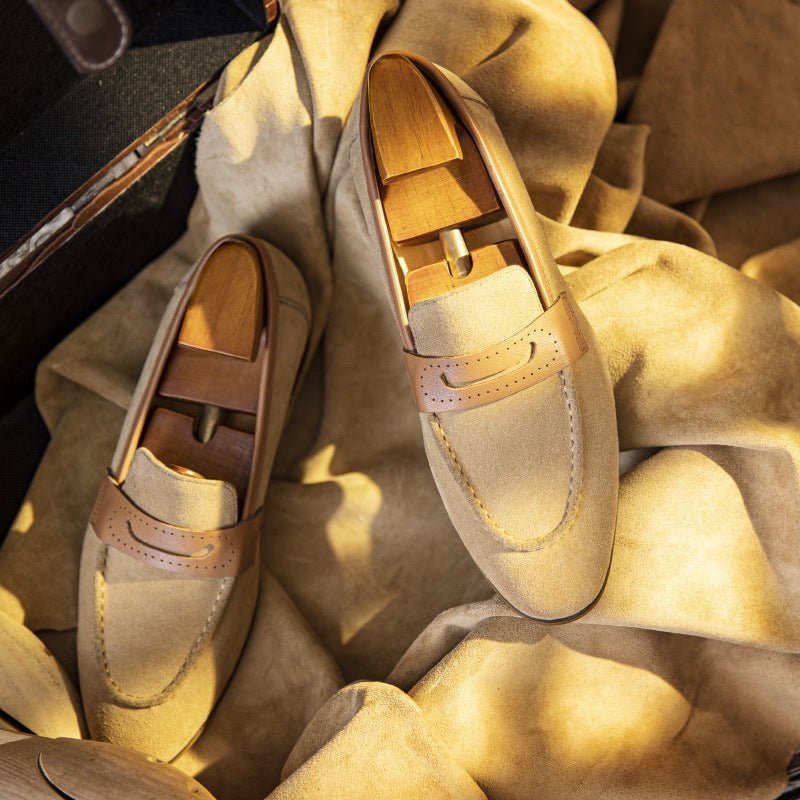 Vrijetijdsschoenen Heren Stijlvolle Leren Instappers Zakelijke Loafers - Beige