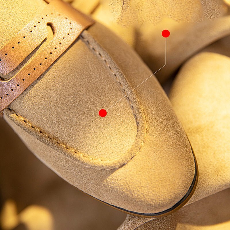 Vrijetijdsschoenen Heren Stijlvolle Leren Instappers Zakelijke Loafers - Beige