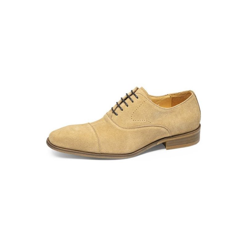 Vrijetijdsschoenen Heren Stijlvolle Leren Zakelijke Schoenen Met Veters - Beige