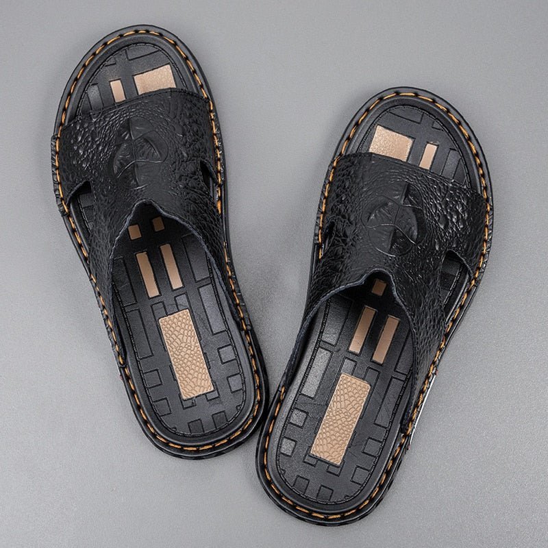 Vrijetijdsschoenen Heren Zomerse Chique Slip-on-slippers - Zwart