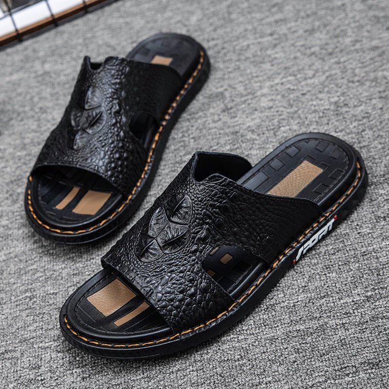 Vrijetijdsschoenen Heren Zomerse Chique Slip-on-slippers - Zwart