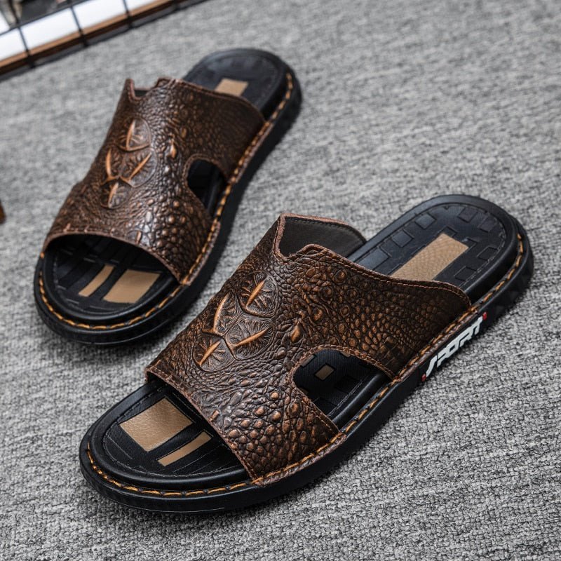 Vrijetijdsschoenen Heren Zomerse Chique Slip-on-slippers - Koffie